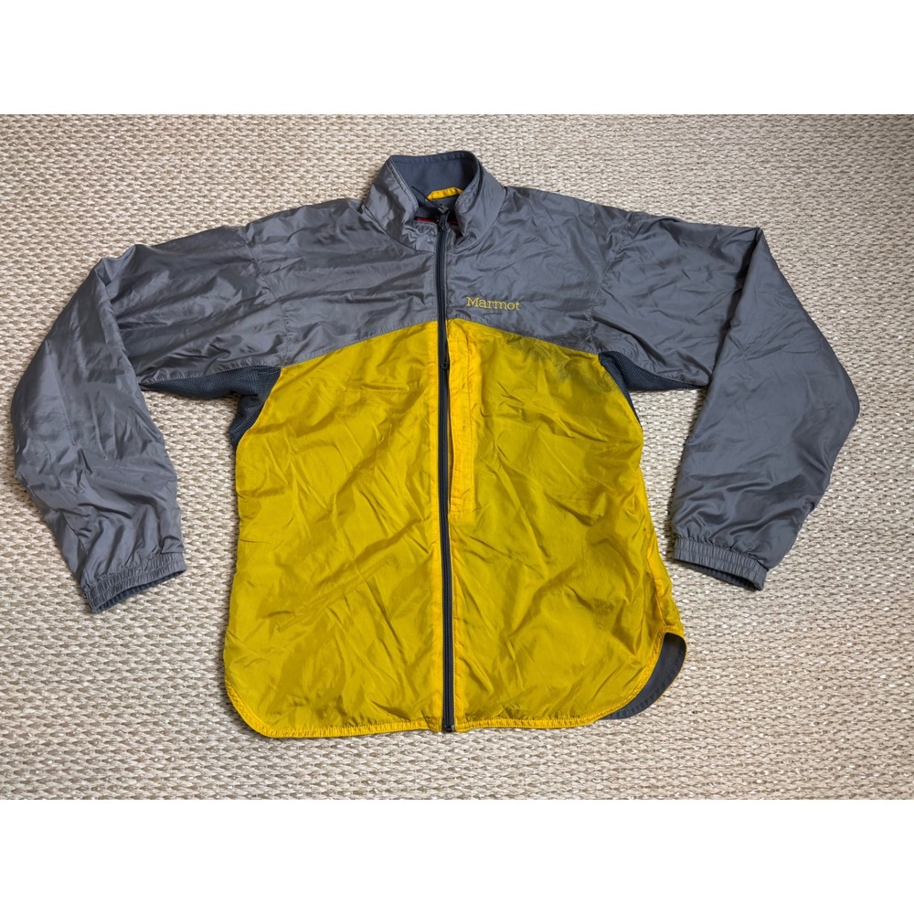 Marmot Womens Yellow Grey Colorblock Full Zip Windbreaker Jacket Size S